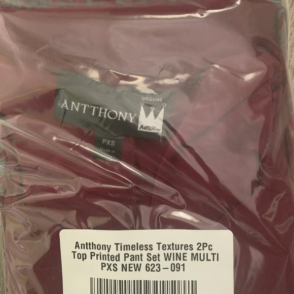NWT ANTTHONY 2PC PANT SET WINE PXS - Picture 5 of 6